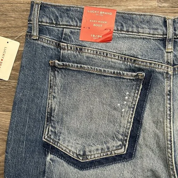 NWT Lucky Jeans Size 18 / 34 Legend Easy Rider Boot Cut Medium Wash Three Charms - Picture 14 of 16